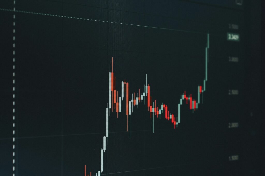 Upward-trending stock market growth chart representing rising Google Search revenue
