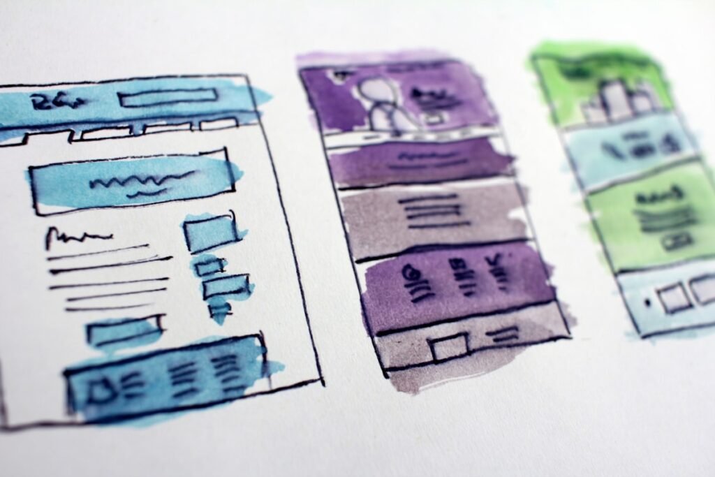 Notes and research spread out on a desk representing keyword research for a new website