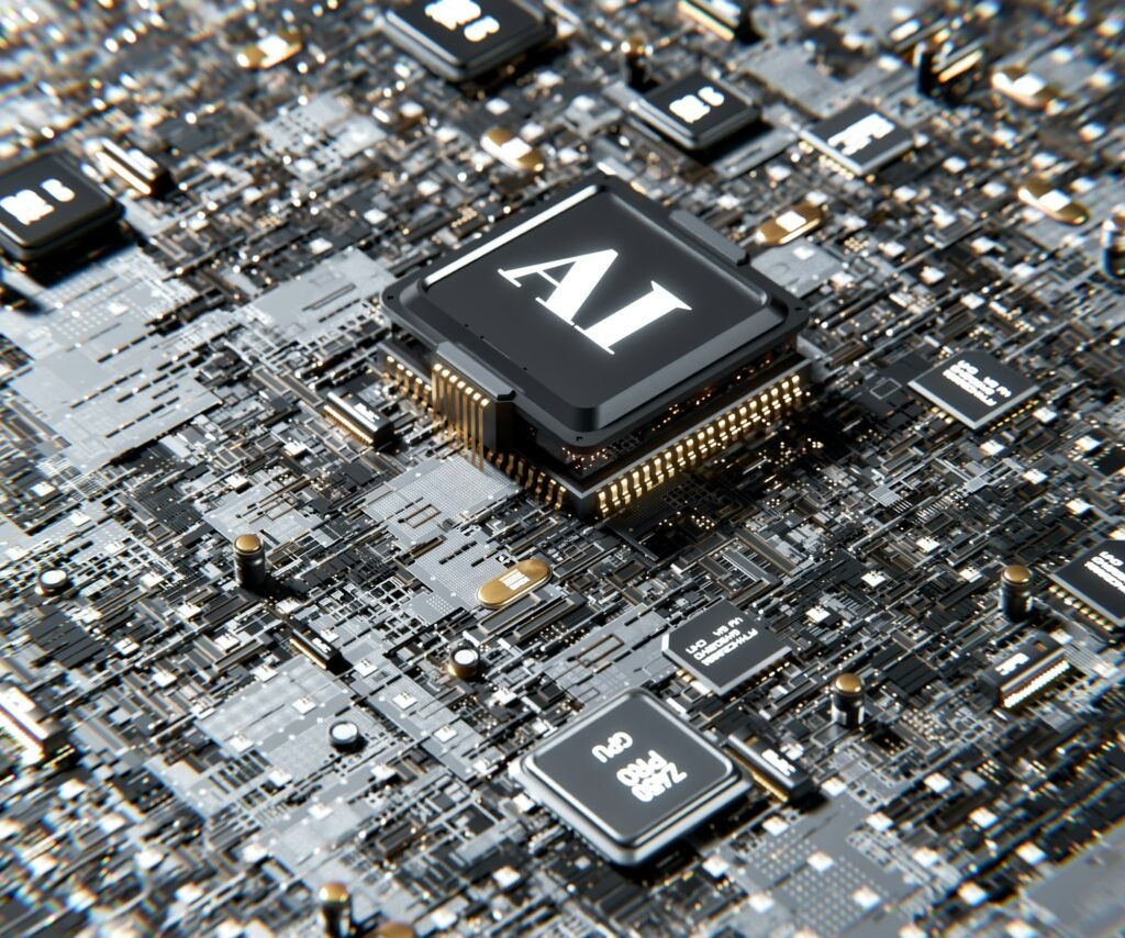 3D render of an AI computer chip, representing the Vercel AI SDK in Next.js