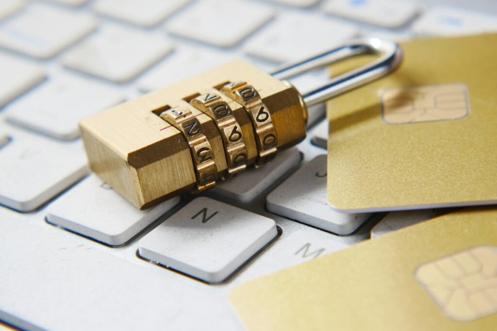 Golden padlock on top of a keyboard, representing Next.js authentication