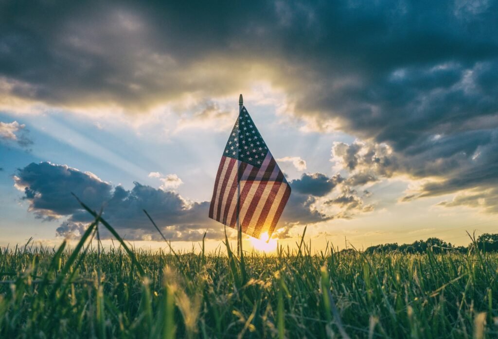 American flag on grass field representing US audience targeting for SEO