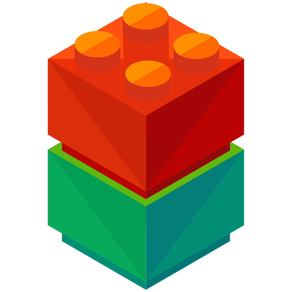 Colorful stacked building blocks, representing Next.js layered on top of the React framework