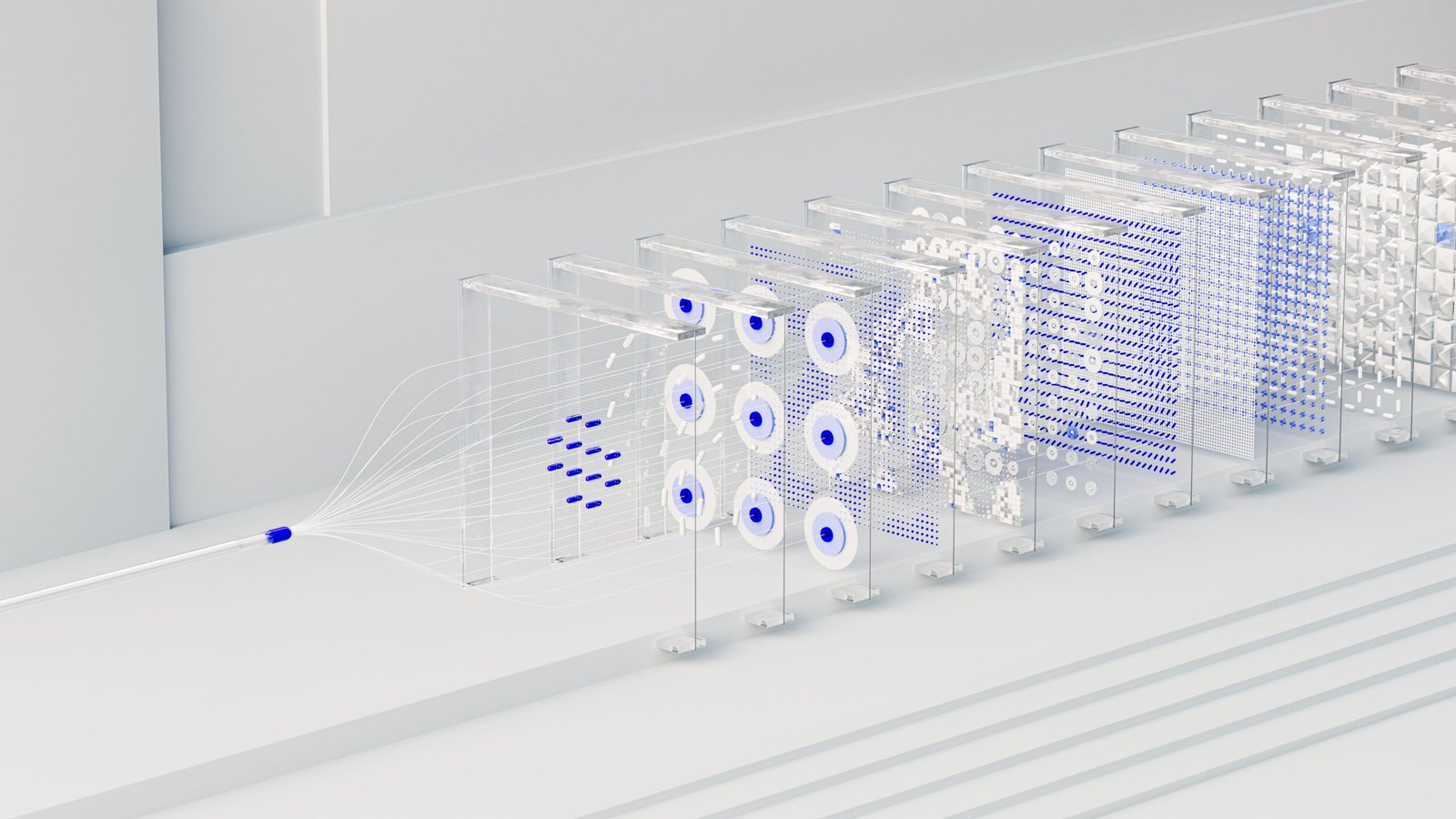 Abstract visualization of AI-driven search and neural networks representing the future of search in 2027