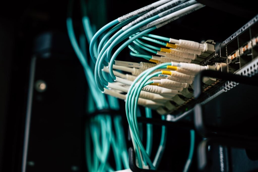 Network cables plugged into a server rack, representing Googlebot fetching a website sitemap