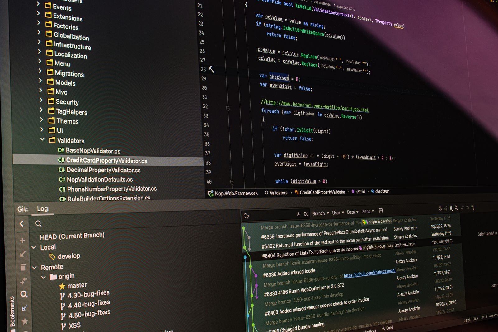 Close-up of a code editor showing programming syntax, representing WordPress plugin development for JavaScript developers