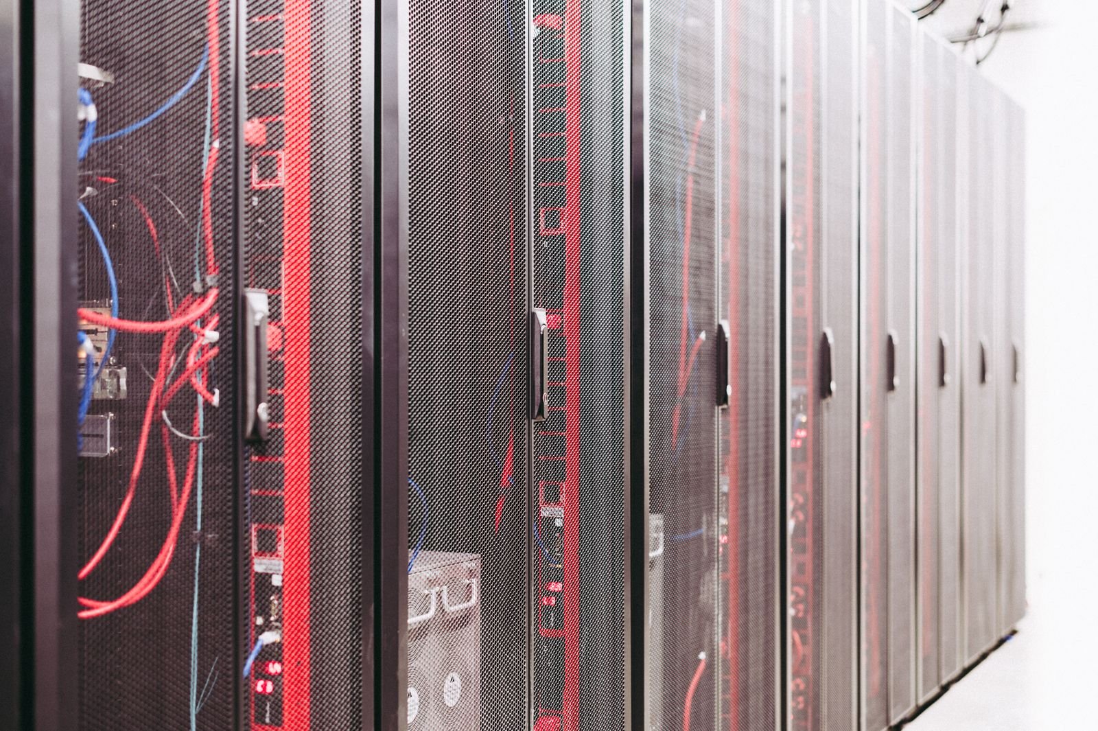 Server racks in a data center representing backend infrastructure for WordPress site speed